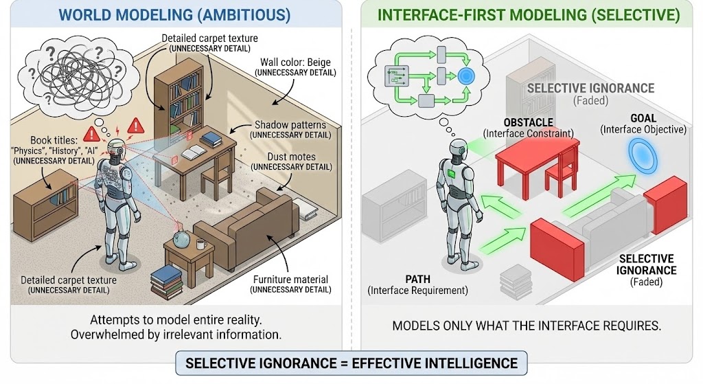 World Modeling vs. Interface-First Modeling